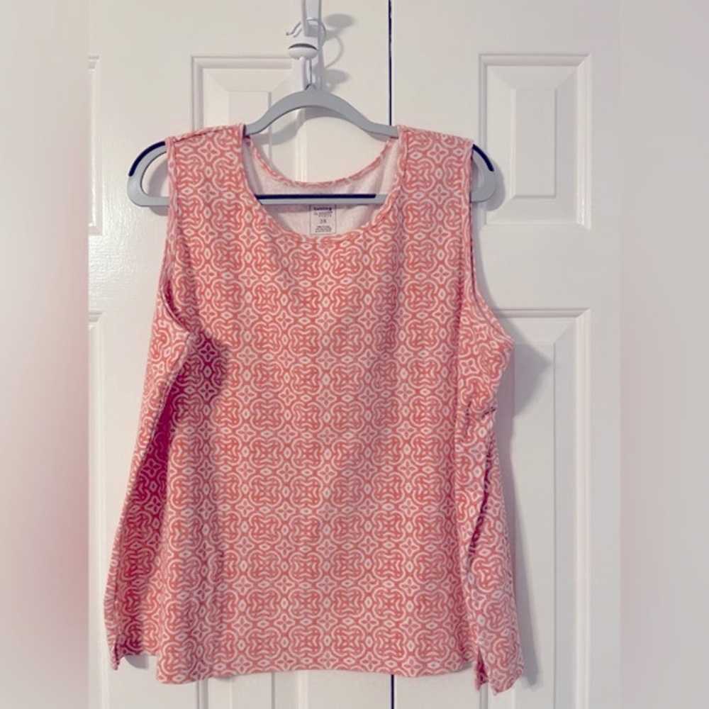 Hasting & Smith Coral Pink & White Tank Top Size 3X